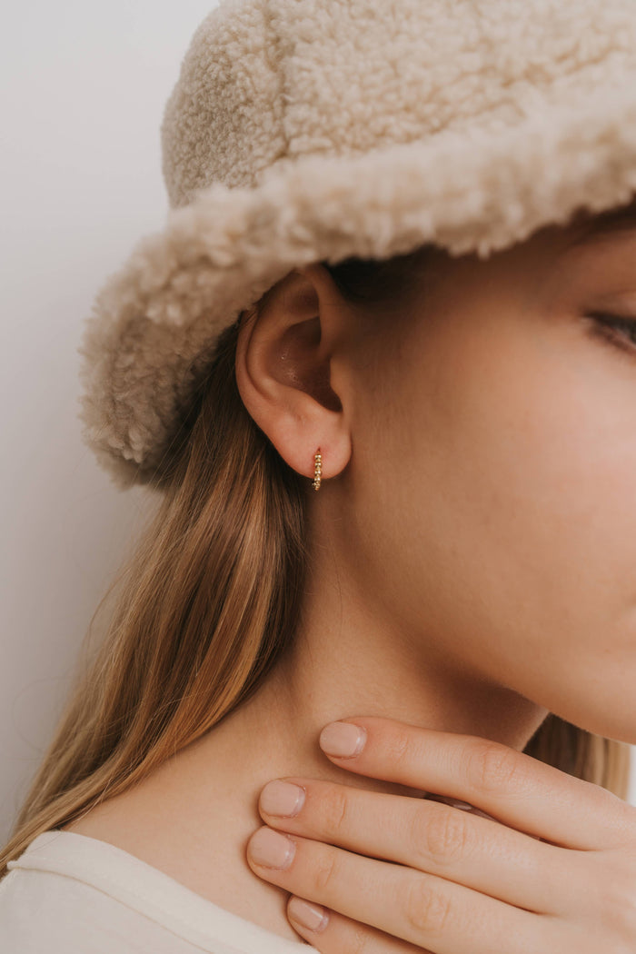 Earrings-Small Gold Ball Hoop