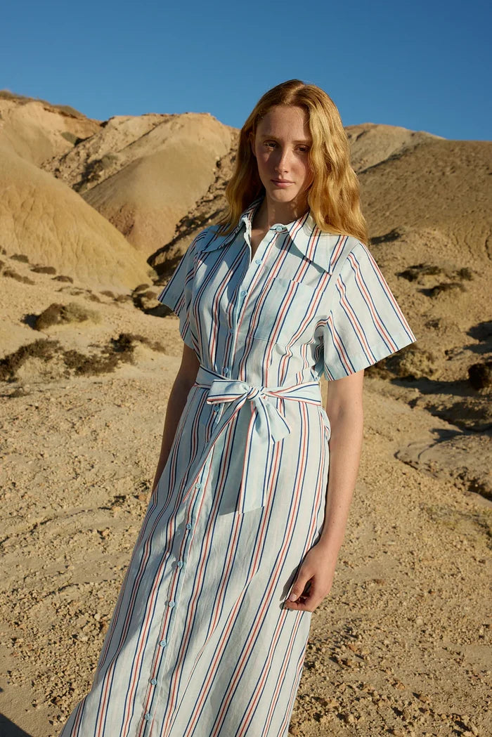EDIE SHIRT DRESS | Blithe Cherry Stripe - Darling & Domain