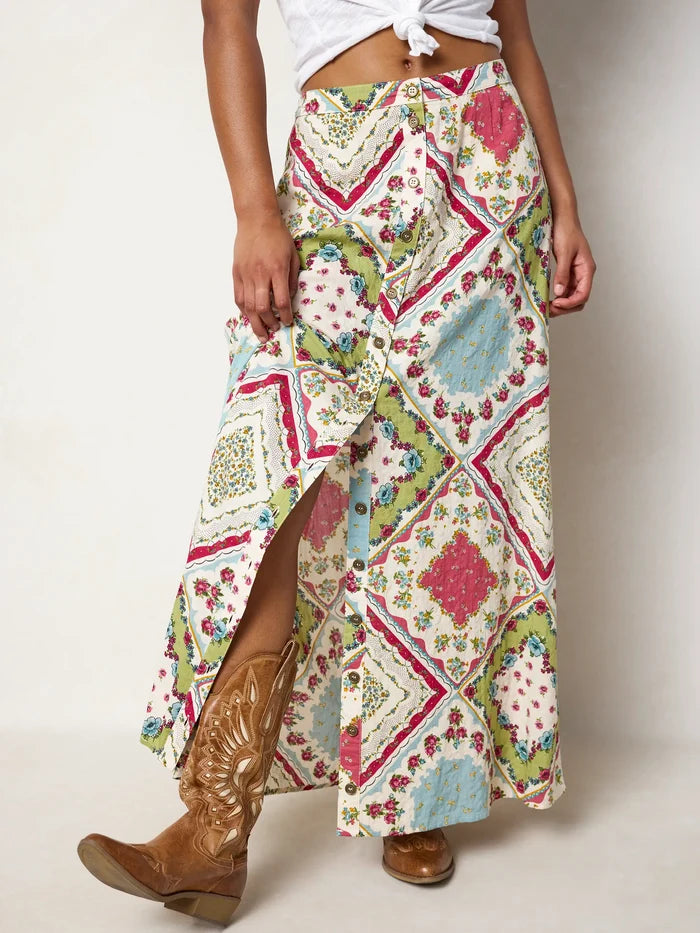Elaina Maxi Skirt - Pink Handkerchief-view 1