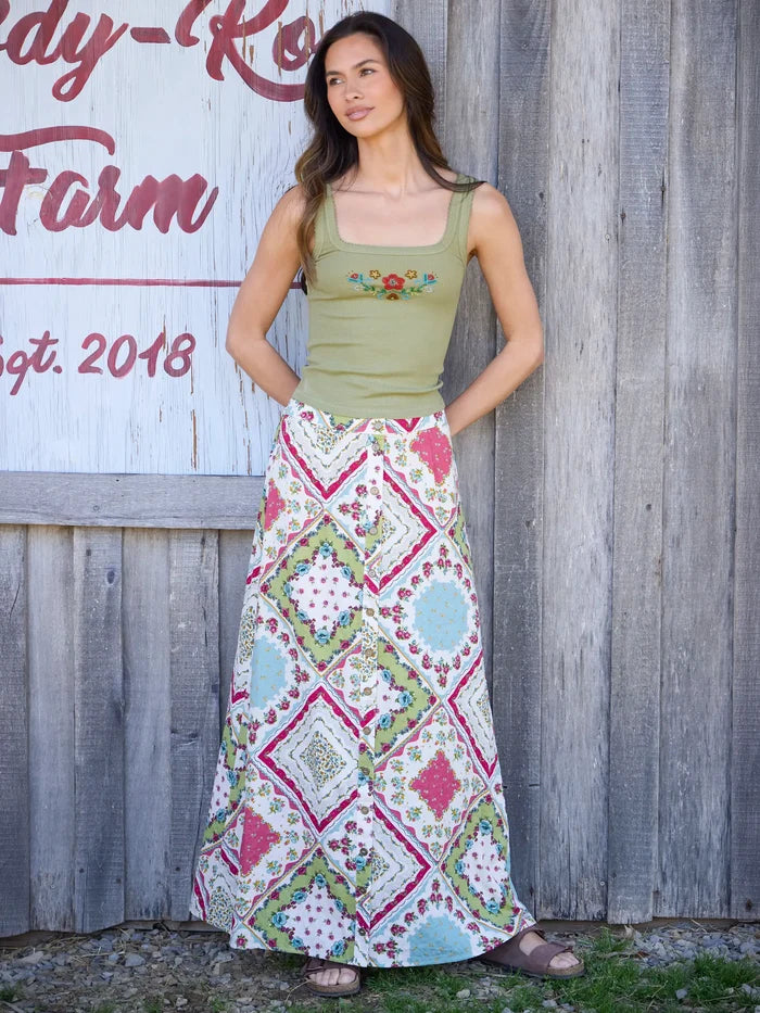 Elaina Maxi Skirt - Pink Handkerchief-view 2