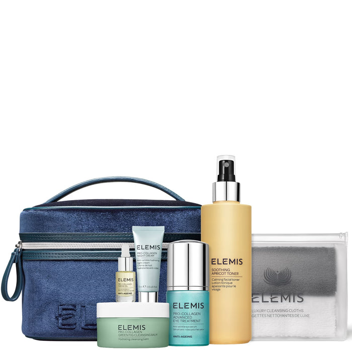 Elemis Renew & Restore Nighttime Rituals Set featuring skincare products for nourishing and revitalizing skin overnight.