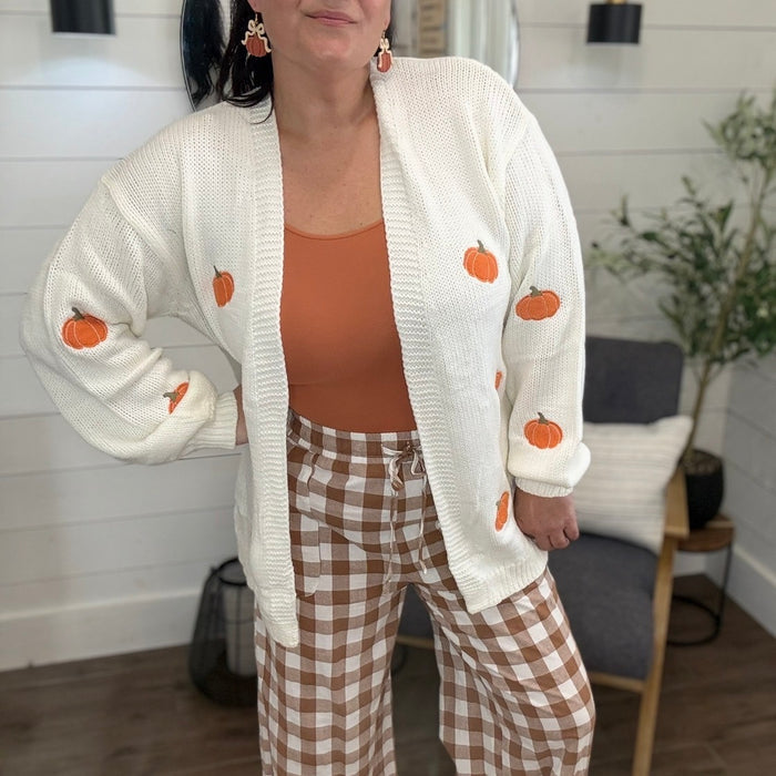 Embroidered Pumpkin  Midi Cardigan