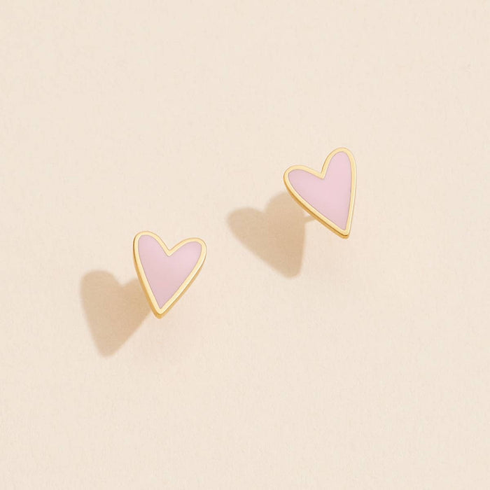 Enamel Heart 18K Gold Dip Stud Earrings