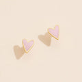 Enamel Heart 18K Gold Dip Stud Earrings