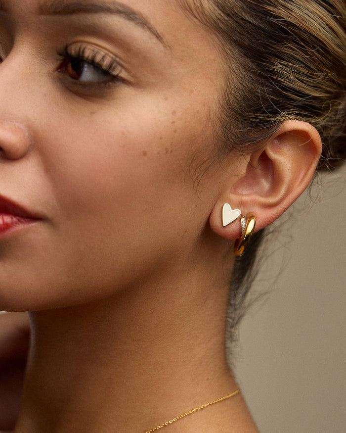 Enamel Heart 18K Gold Dip Stud Earrings