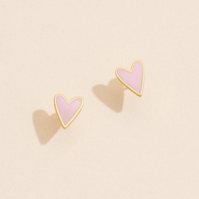 Enamel Heart 18K Gold Dip Stud Earrings