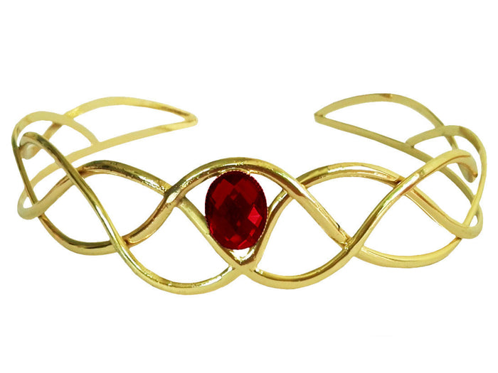 Encrusted Braid Crown - Gold Wire Band with Gemstone Accent front view