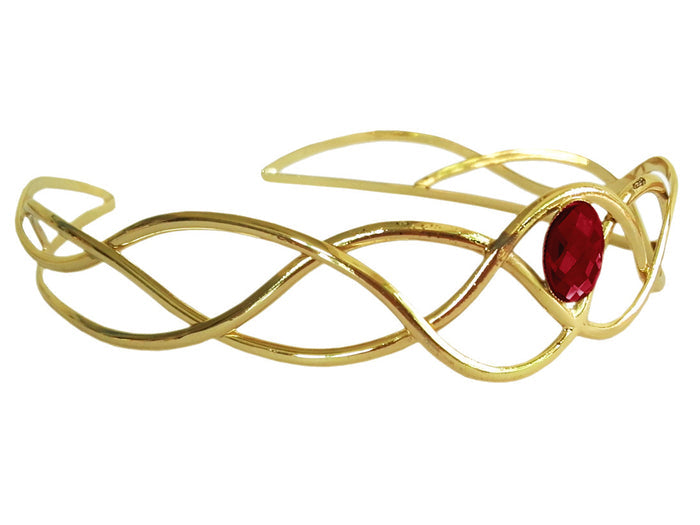 Encrusted Braid Crown - Gold Wire Band with Gemstone Accent side view