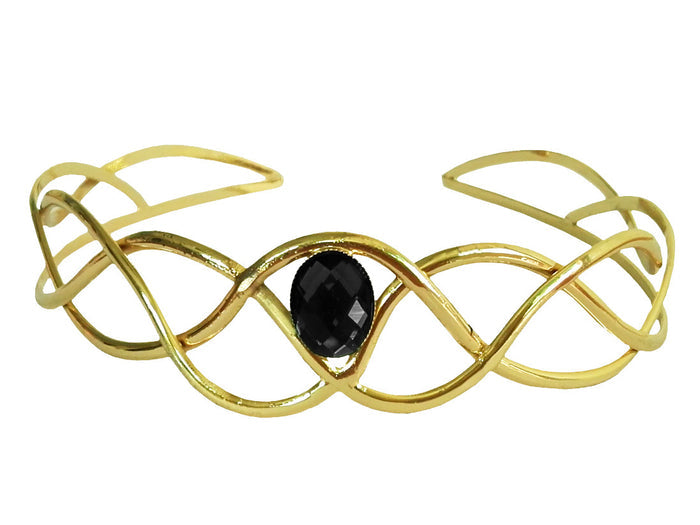 Encrusted Braid Crown – Gold Wire Band with Gemstone Accent | Elegant Festival & Wedding Headpiece