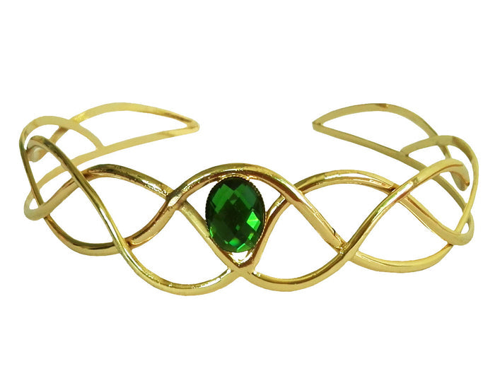 Encrusted Braid Crown – Gold Wire Band with Gemstone Accent | Elegant Festival & Wedding Headpiece