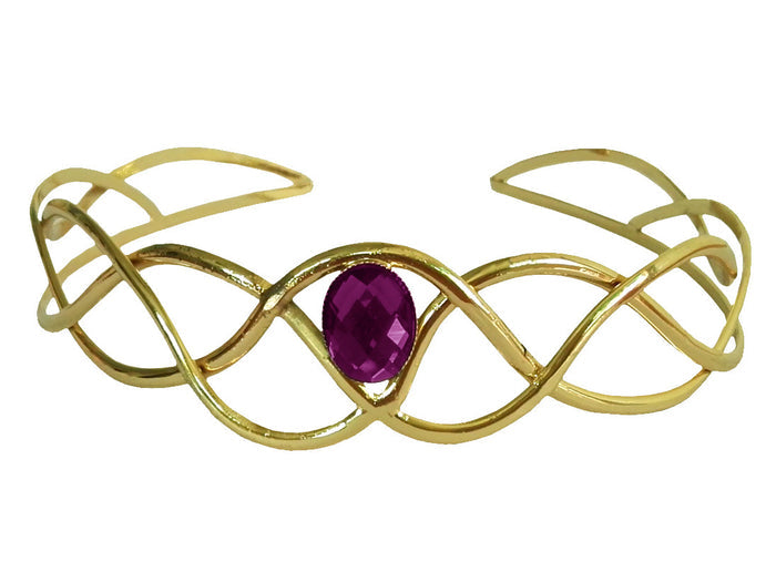 Encrusted Braid Crown – Gold Wire Band with Gemstone Accent | Elegant Festival & Wedding Headpiece