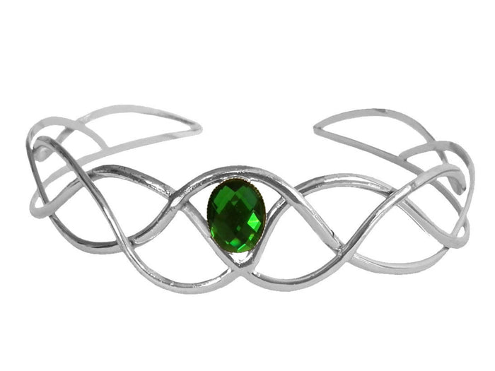 Encrusted Braid Crown - Silver Wire Band with Gemstone Accent front view