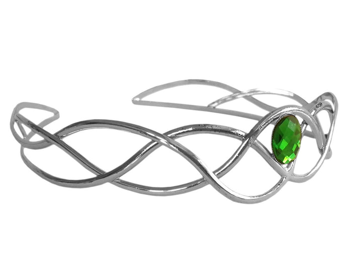 Encrusted Braid Crown - Silver Wire Band with Gemstone Accent side view