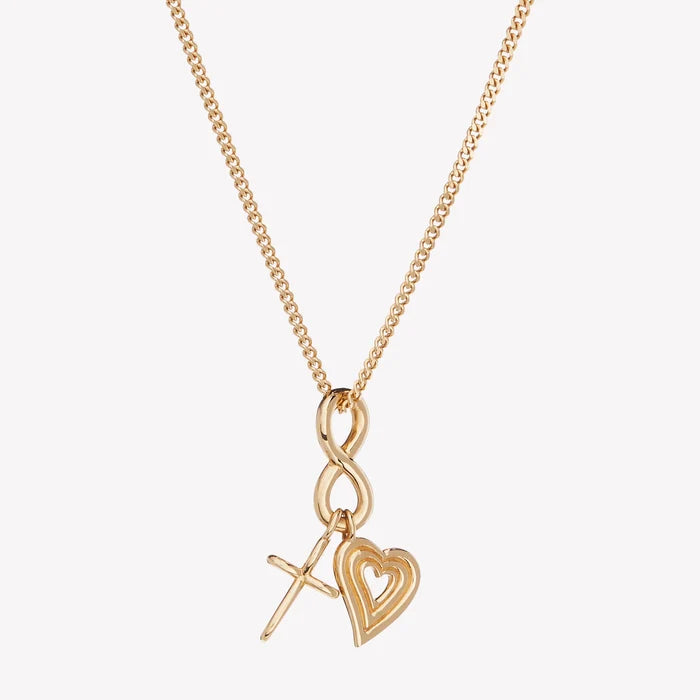 Faith, Hope, & Love Charm Pendant Necklace-Gold