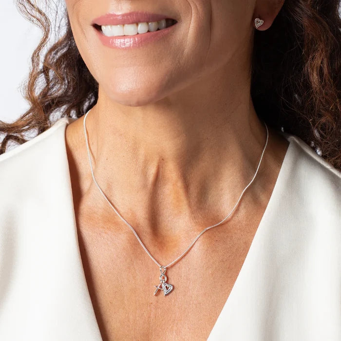 Faith, Hope, & Love Charm Pendant Necklace-Silver