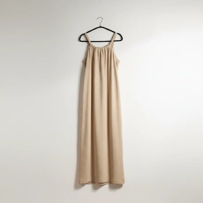 HAWA Fiona Halter Neck Long Dress - Beige - Waha Lifestyle