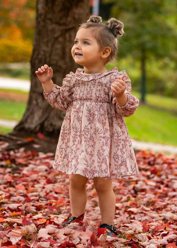 Floral Dress Long Sleeve: Brown