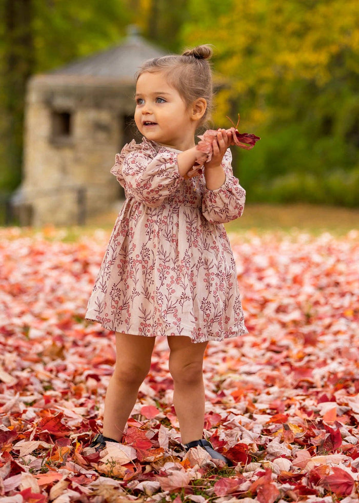 Floral Dress Long Sleeve: Brown
