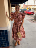 Floral Printed Ruffle Midi Dress