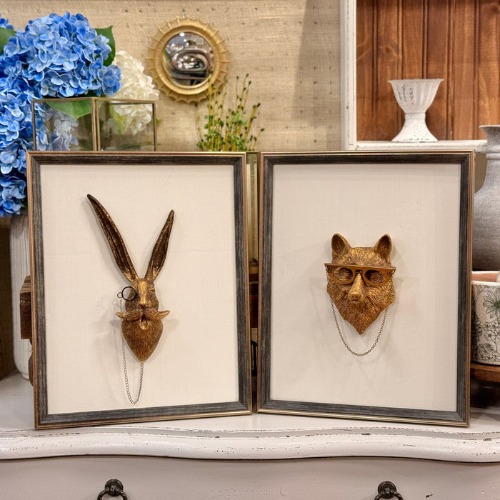 Framed Brass Animal Head