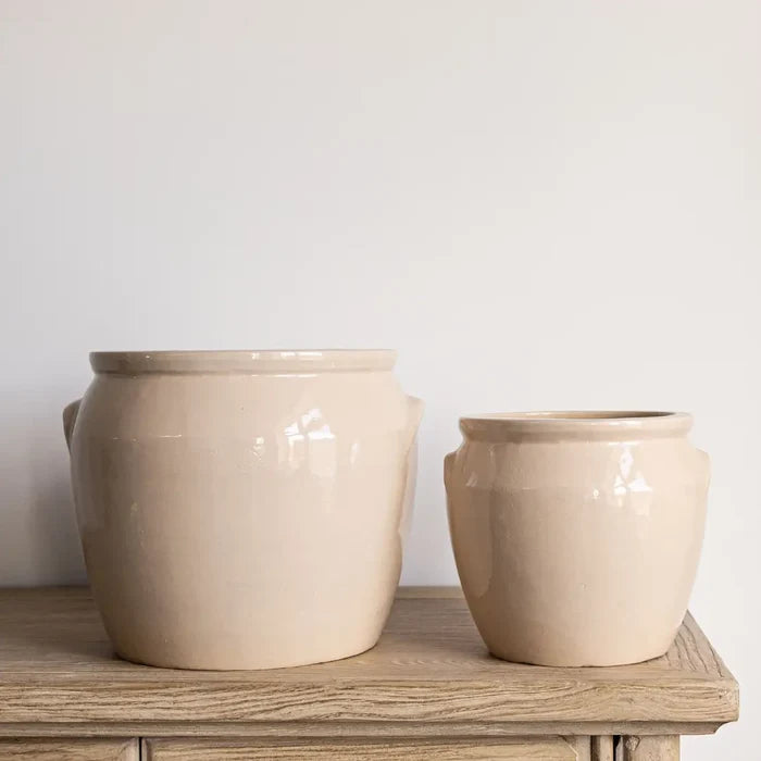 French Replica Cream Glazed Confit Crock Pot - Magnolia Lane co. Home + Garden + Gift