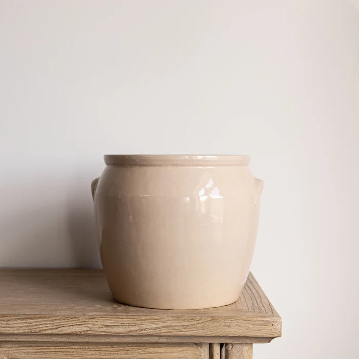 French Replica Cream Glazed Confit Crock Pot - Magnolia Lane co. Home + Garden + Gift