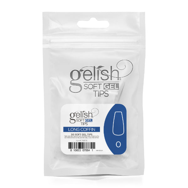 Gelish Soft Gel Tips 50PC Refill Pack - Long Coffin - Size 0-8