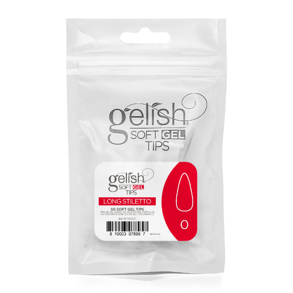 Gelish Soft Gel Tips 50PC Refill Pack - Long Stiletto - Size 0-8