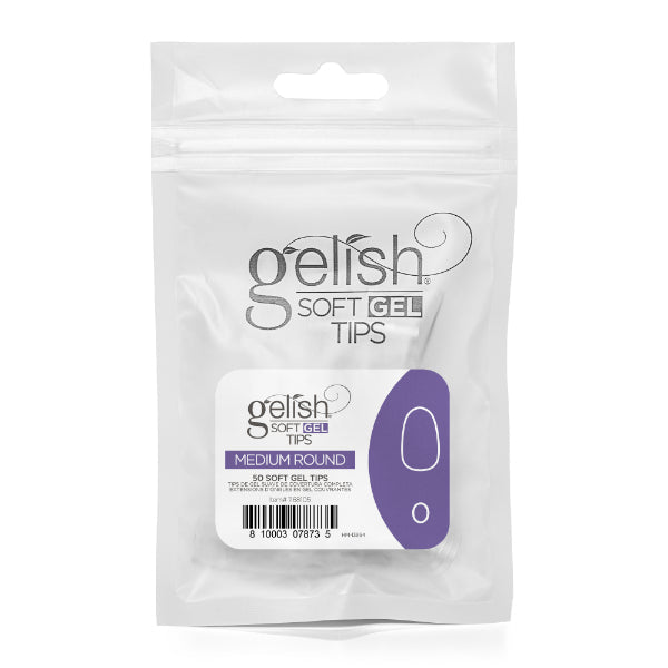 Gelish Soft Gel Tips 50PC Refill Pack - Medium Round - Size 0-8