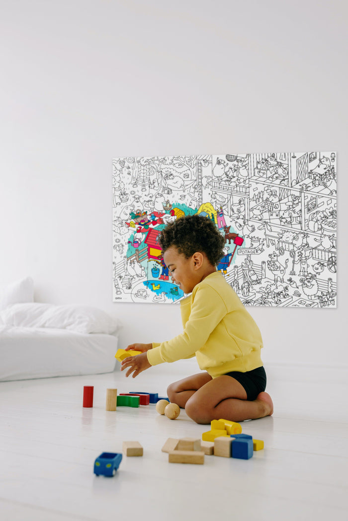 OMY - Giant Colouring Poster - Recycled Paper - Crazy Farm - Lifestyle Cut