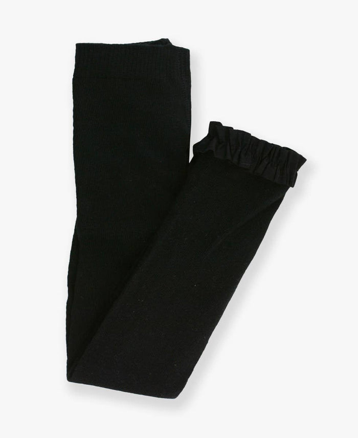 Girls Black Footless Ruffle Tights: Black