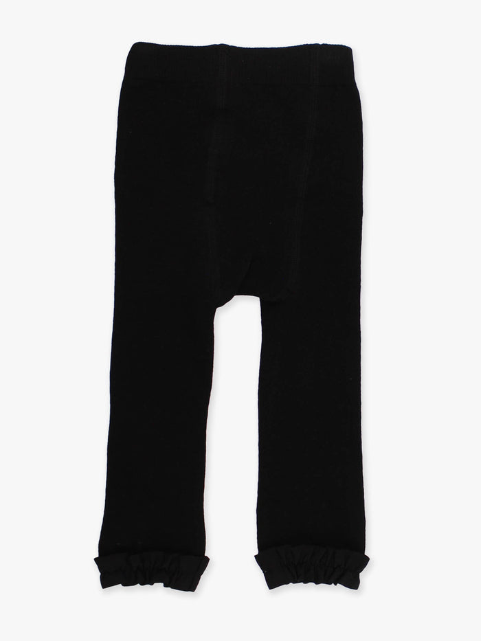 Girls Black Footless Ruffle Tights: Black