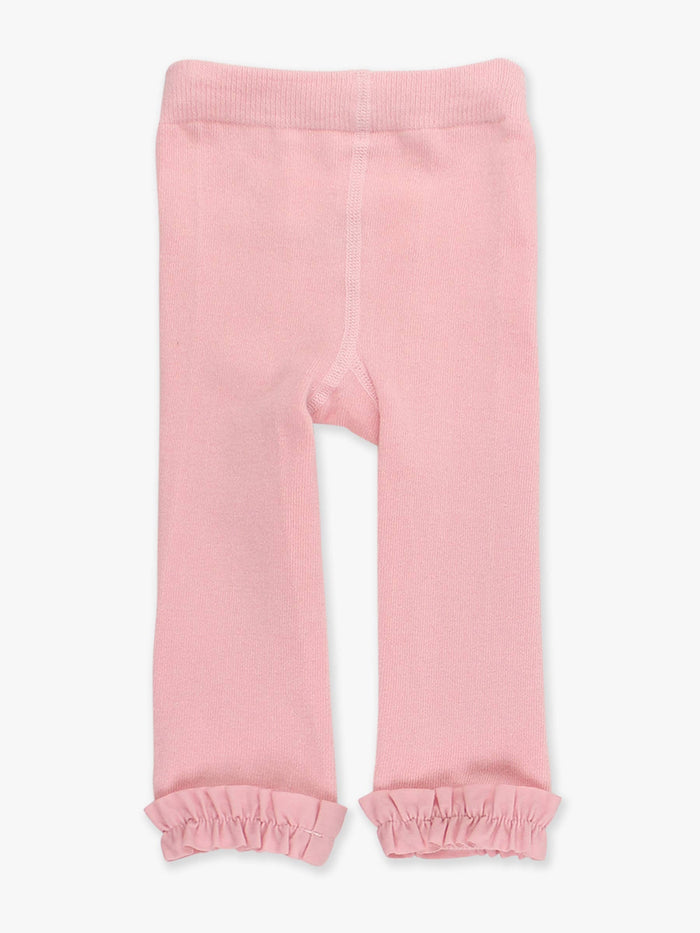 Girls Pink Footless Ruffle Tights: Pink / 0-6m