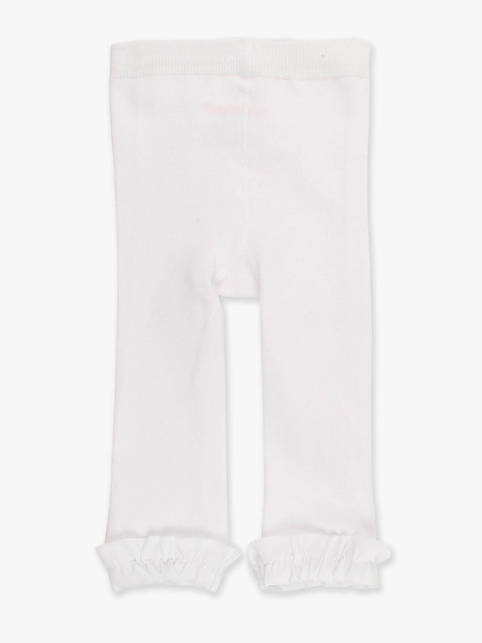 Girls White Footless Ruffle Tights: White