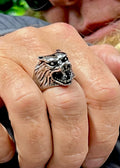 Model wearing Gmork Wolf Ring - Stainless Steel Fierce Wolf Jewelry