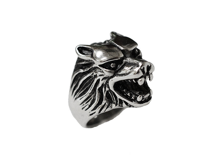 Gmork Wolf Ring - Stainless Steel Fierce Wolf Jewelry under 
side view