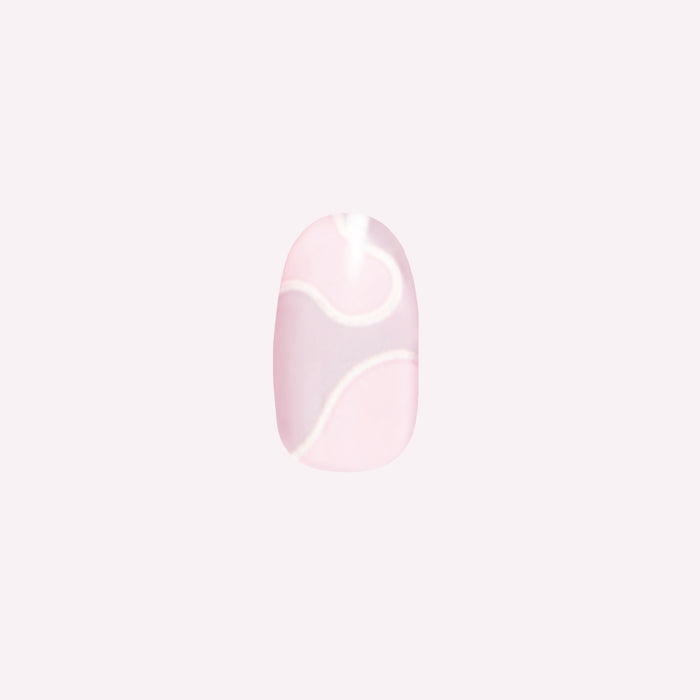 Groovy Swirl - Press-On | Short | Round pink and lavender false nail with white swirl for easy at-home mani.