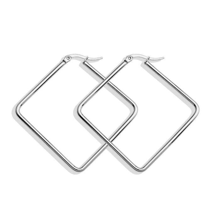 HACKNEY NINE REILYNN Square Shaped Silver Hoops