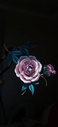Handmade Chanhua peony hairpin with pink flower and blue leaves