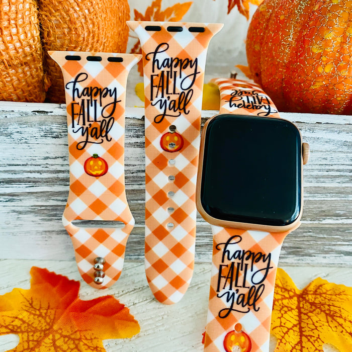 Happy Fall Y'all Print Silicone Band For Apple Watch