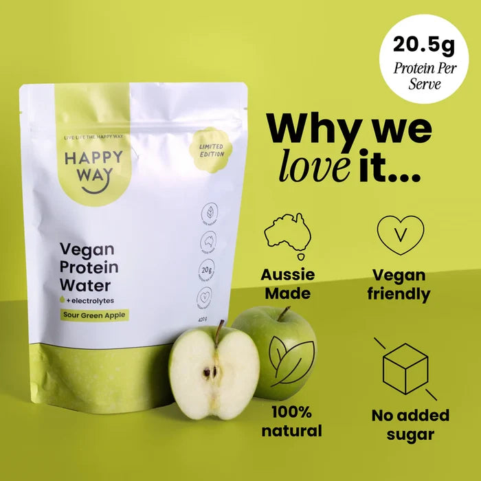 Happy Way - Sour Green Apple Vegan Protein Water 420g - Exquisite Laser Clinic