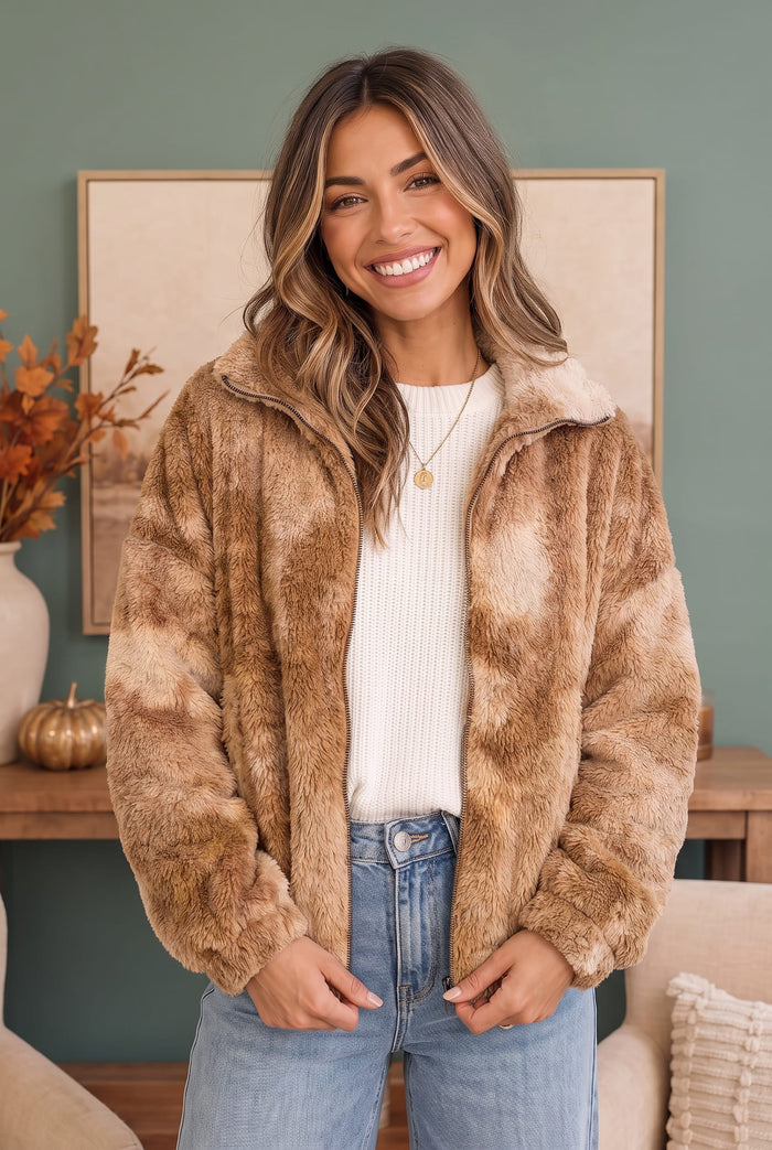 Homecoming Faux Fur Zip Up Jacket