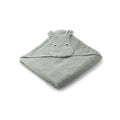 Hooded Towel - Organic Cotton - Hippo - Dove Blue