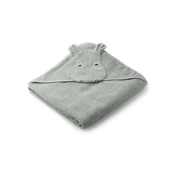 Hooded Towel - Organic Cotton - Hippo - Dove Blue