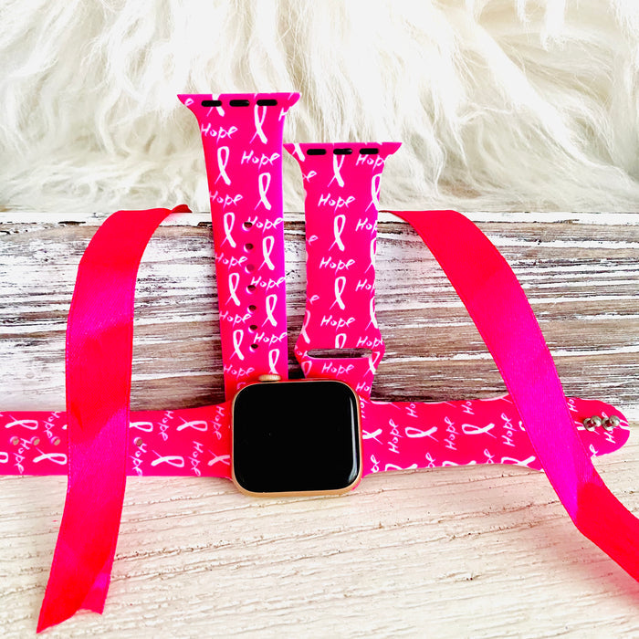 Hope Print Silicone Band For Apple Watch — The smooth, washable silicone feels great on skin, and the print stays bright through workouts, errands, and wrist-flip selfies.