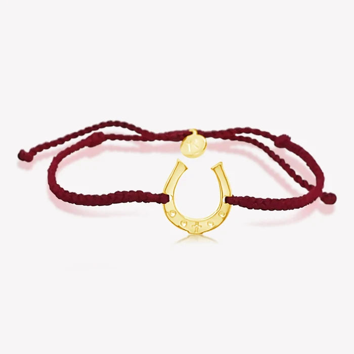 Horseshoe Garnet Cord Bracelet- Gold