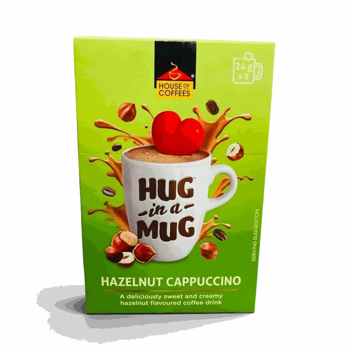 Hug-in-a-Mug Hazelnut Ice Cappuccino 8 sachets pack with creamy hazelnut coffee drink