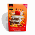 Hug-in-a-Mug Salted Caramel Honeycomb Cappuccino 8 sachets packaging with cup of cappuccino
