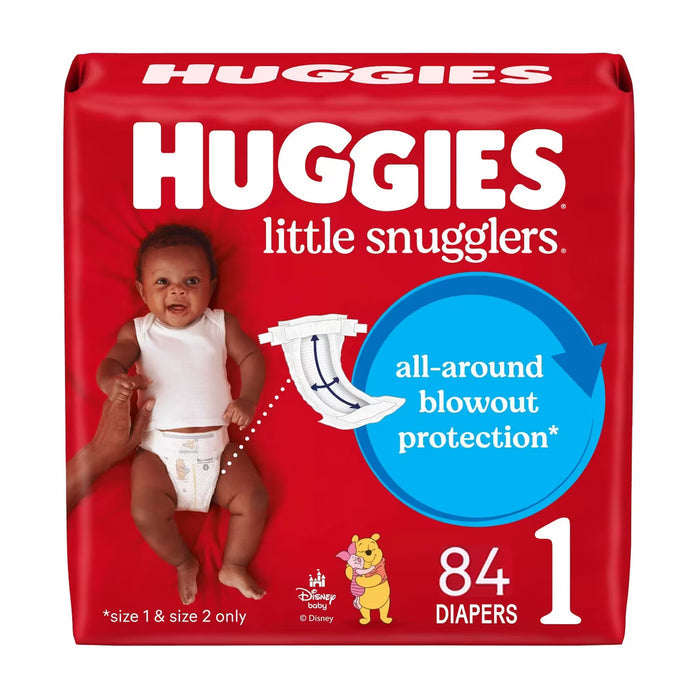 Huggies Little Snugglers Baby Diapers, Size 1 - 84 Ct