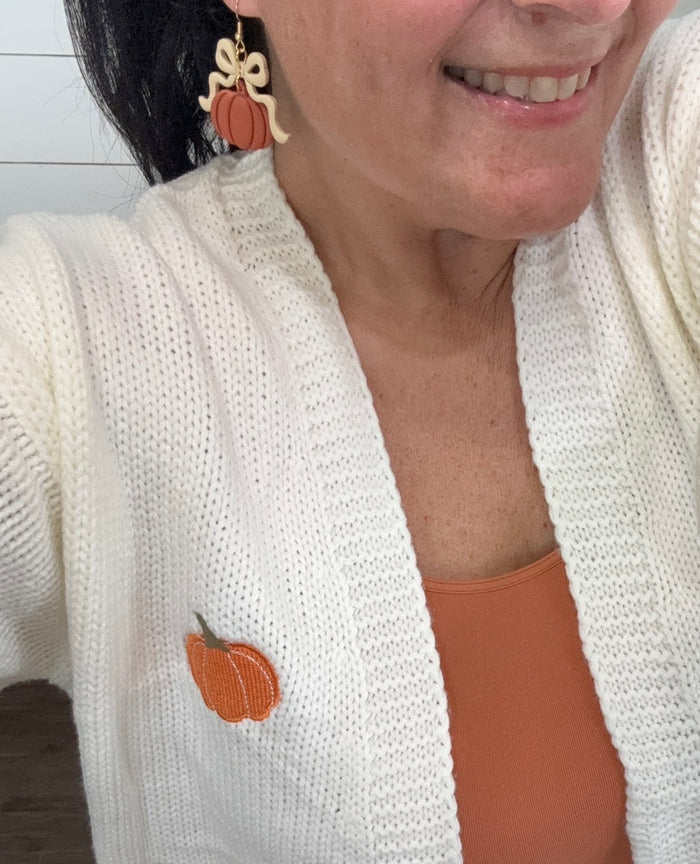 IN-STOCK // Pumpkin and Cream Bow Dangles //LIMITED STOCK